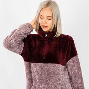Zenana Outfitters Tops - NEW BURGUNDY FAUX FUR SHERPA PULL OVER TOP SWEATER Zenana Outfitters Tops - NEW BURGUNDY FAUX FUR SHERPA PULL OVER TOP SWEATER